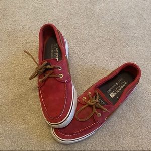 Deep Pink Leather Sperry Topsider Loafers